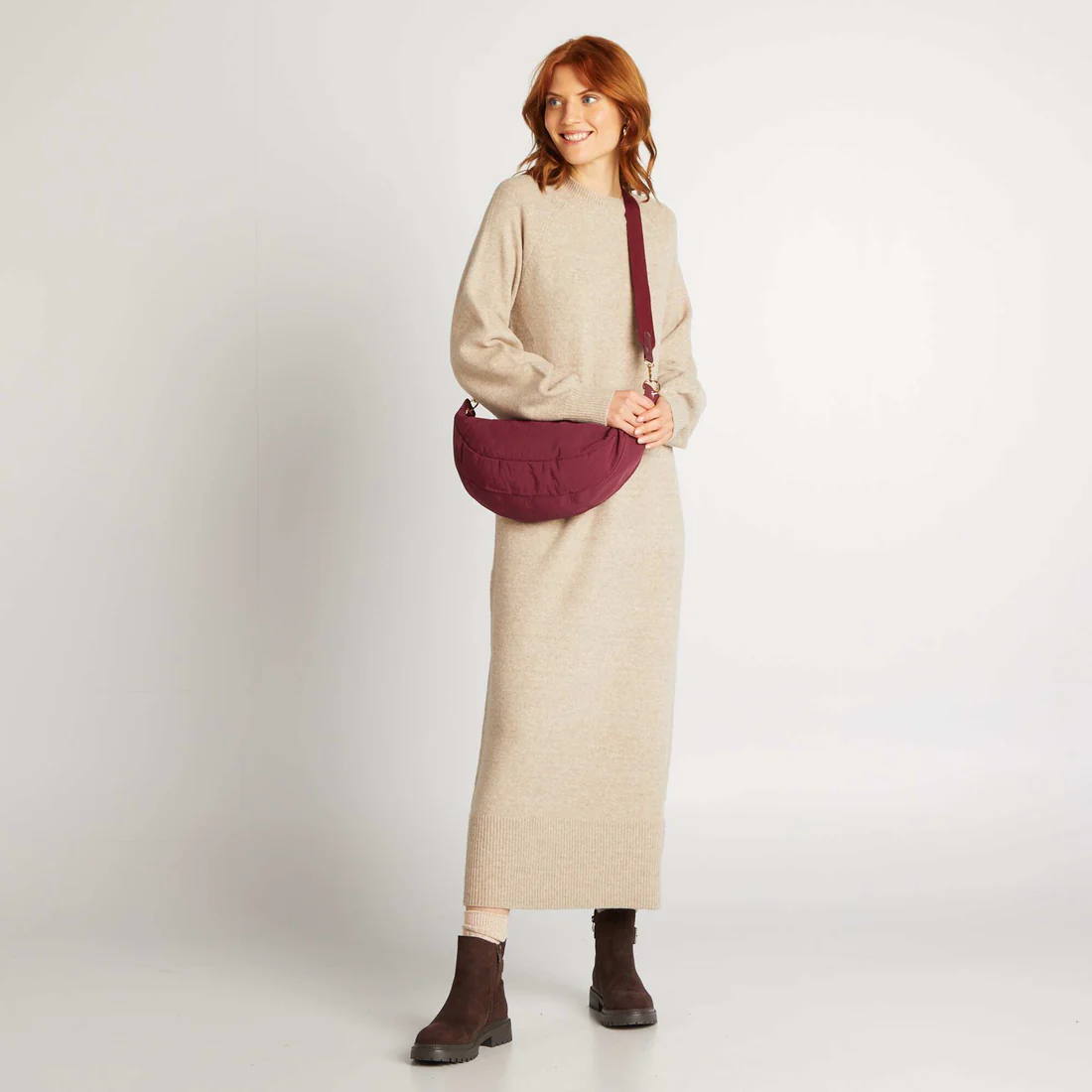 midi sweater dress-beige